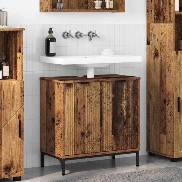 vidaXL Armadio per Lavabo da Bagno Legno vecchio 60,5 x 33,5 x 61 cm