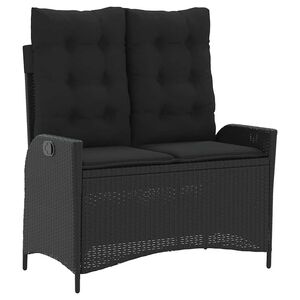 vidaXL Panca Reclinabile da Giardino con Cuscini Nera in Polyrattan