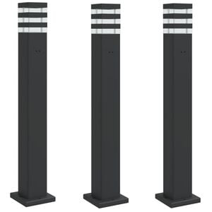 vidaXL Lampade da Terra per Esterni con Presa 3pz Nere 80 cm Alluminio