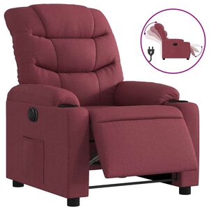 vidaXL Poltrona Elettrica Reclinabile Rosso Vino in Tessuto
