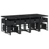 vidaXL Set da Pranzo da Giardino 13pz con Cuscini Nero in Polyrattan