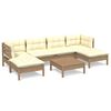vidaXL Set Salotto Giardino 7pz con Cuscini Marrone Ambra Legno Pino