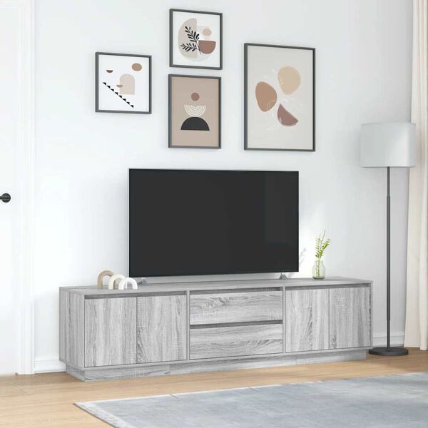 vidaXL Mobile Porta TV con Luci LED Grigio Sonoma 193,5x41x50 cm