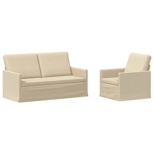 vidaXL Set di divani 2 pcs Crema Tessuto