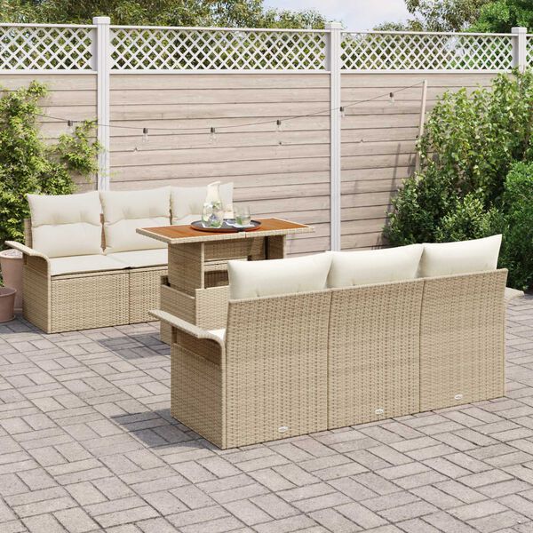 vidaXL Set Divano da Giardino con cuscino 7 pcs beige e panna
