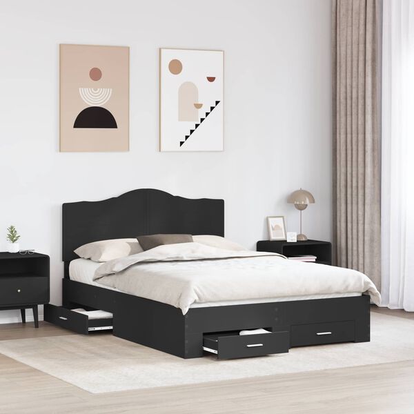 vidaXL Struttura del letto Nero 140 x 190 cm Legno multistrato