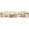 vidaXL Set di divani da esterno con cuscino 6 pcs Naturale e Crema