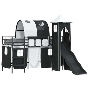 vidaXL Struttura del letto loft per bambini Nero 90 x 190 cm Metallo