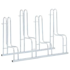 vidaXL Supporto per 4 Bici da Pavimento Autoportante Acciaio Zincato