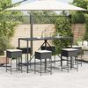 vidaXL Set Bar da Giardino 7 pz con Cuscini in Polyrattan Nero