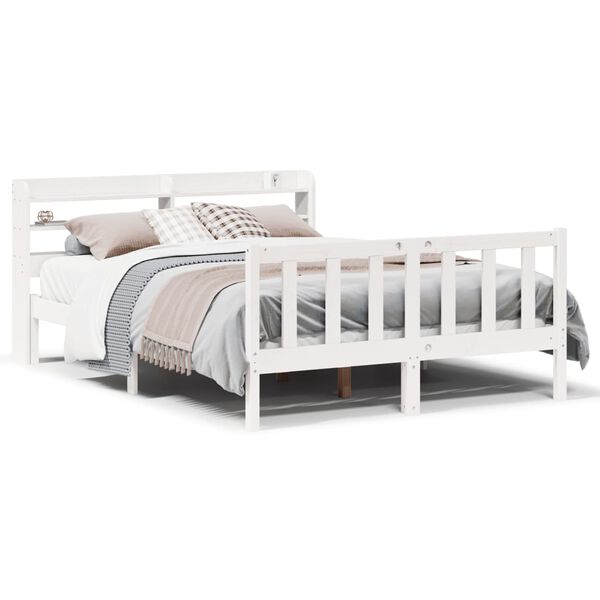 vidaXL Letto senza Materasso Bianco 135x190 cm Legno Massello di Pino