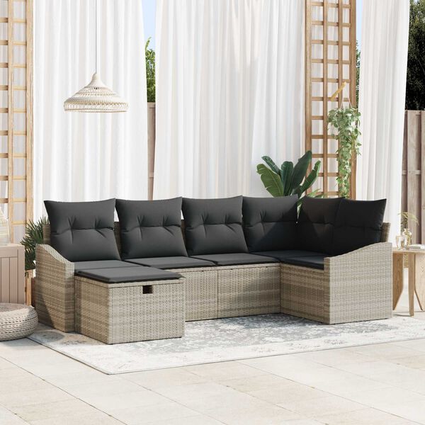 vidaXL Set di divani 6 pcs Grigio chiaro e grigio polyrattan