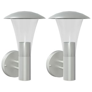 vidaXL Applique da Esterno 2 pz Argento in Acciaio Inossidabile