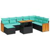 vidaXL Set Divani da Giardino 11 pz con Cuscini Polyrattan Acacia Nero