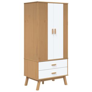 vidaXL Armadio OLDEN Bianco e Marrone 76,5x53x172 cm Massello di Pino