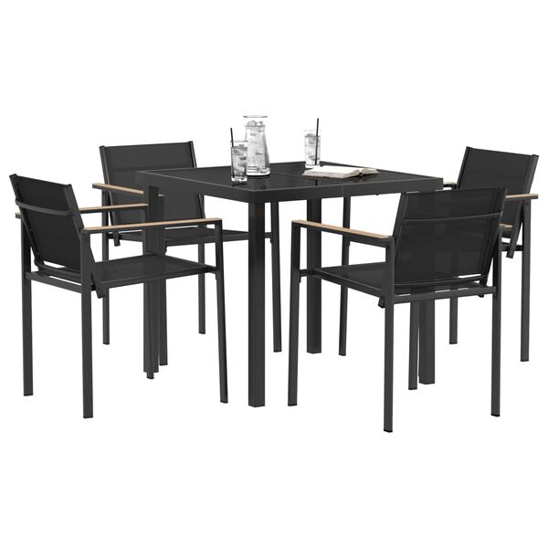vidaXL Set di Mobili da Esterno 5 pcs Nero e antracite 80 x 80 x 73 cm