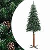 vidaXL Albero di Natale Sottile con Legno Vero e Neve Verde 180 cm