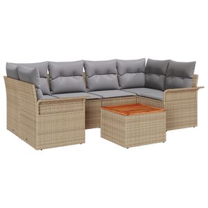 vidaXL Set Divano da Giardino 7 pcs Beige e Grigio Chiaro polyrattan