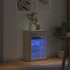 vidaXL Credenza con Luci LED Rovere Sonoma 41x37x67 cm