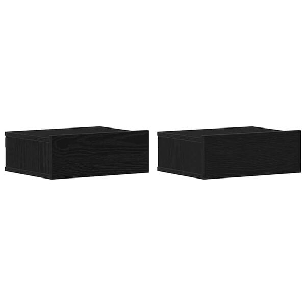 vidaXL Comodini sospesi 2 pz Rovere Nero 40x32x15 cm Legno ingegnerizzato