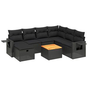 vidaXL Set Divani da Giardino con Cuscini 8 pz Nero in Polyrattan
