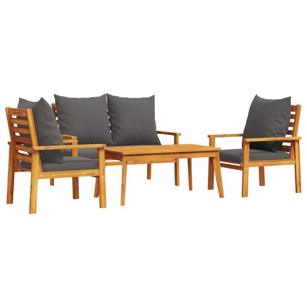 vidaXL Set Salotto da Giardino 4pz con Cuscini Legno Massello Acacia