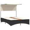 vidaXL Lettino Prendisole Doppio Baldacchino e Cuscini Nero Polyrattan