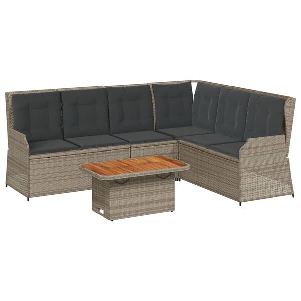 vidaXL Set Divani da Giardino 5 pz con Cuscini in Polyrattan Grigio