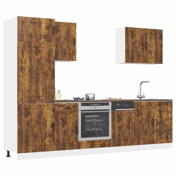 vidaXL Set Mobili da Cucina 7 pz Kalmar Rovere Fumo Legno Multistrato