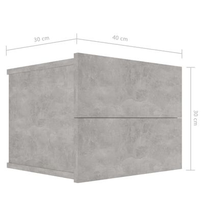 vidaXL Comodino Grigio Cemento 40x30x30 cm in Legno Multistrato