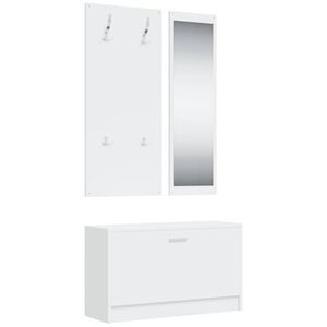 vidaXL Set Scarpiere 3 in 1 Bianco in Legno Multistrato