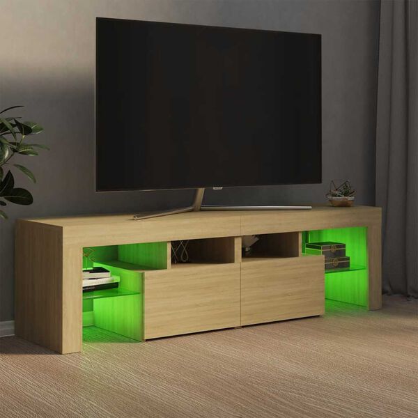 vidaXL Mobile Porta TV con Luci LED Rovere Sonoma 140x36,5x40 cm
