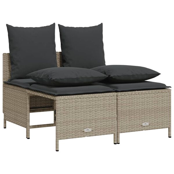 vidaXL Set Divano da Giardino 5pz con Cuscini Grigio Chiaro Polyrattan