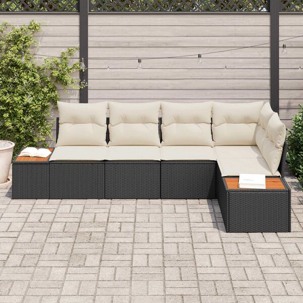 vidaXL Set Divano da Giardino con cuscino 5 pcs Nero Poly Rattan