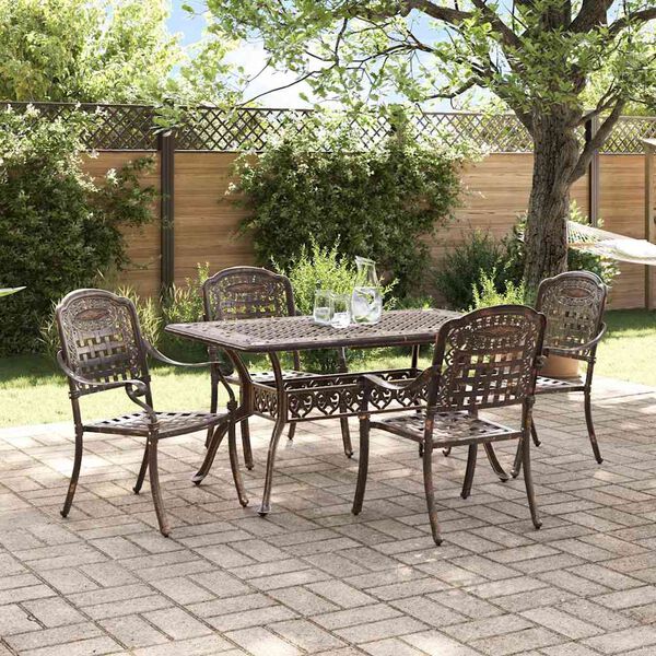vidaXL Set da Pranzo per Giardino 5 pcs Bronzo Alluminio