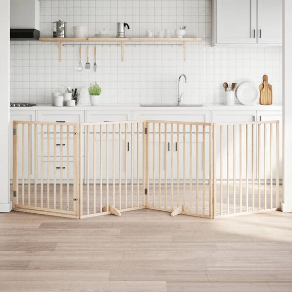 vidaXL Cancello per Cani con Porta Pieghevole 4 Pannelli 320 cm Pioppo
