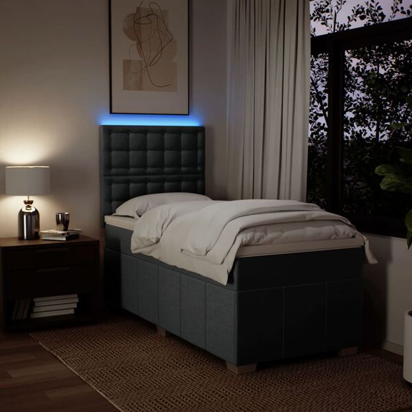 vidaXL Giroletto a Molle con Materasso Grigio Scuro 90x190 cm Tessuto