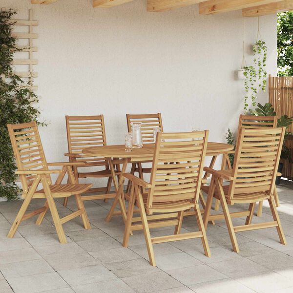 vidaXL Set da Pranzo per Giardino 7 pcs Marrone Legno di teak solido