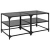 vidaXL Tavolini da Salotto con Piano Vetro Nero 2pz 50x50x45cm Acciaio