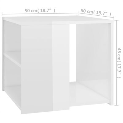 vidaXL Tavolino Bianco Lucido 50x50x45 cm in Legno Multistrato