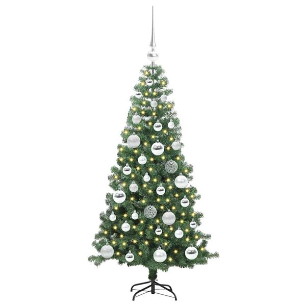 vidaXL Albero di Natale con 150 LED con supporto Verde 120 cm PVC