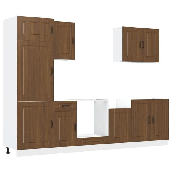 vidaXL Set Mobili da Cucina 7 pz Kalmar Rovere Marrone in Truciolato