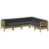 vidaXL Set Divani da Giardino 6pz con Cuscini Legno Impregnato di Pino