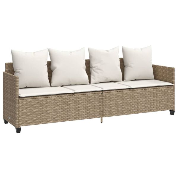 vidaXL Lettino Prendisole con Cuscini Beige&nbsp;in Polyrattan