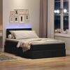 vidaXL Letto con contenitore e LED con led Nero 120 x 190 cm Tessuto