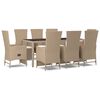 vidaXL Set da Pranzo da Giardino 9 pz con Cuscini Beige in Polyrattan