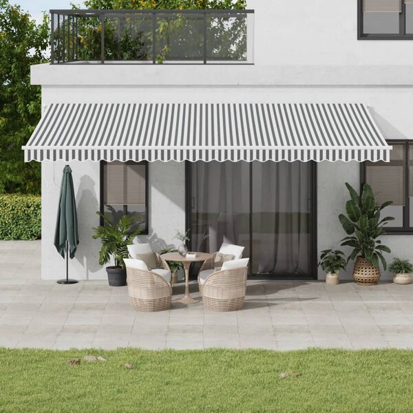 vidaXL Tenda da Sole Retrattile Manuale Antracite e Bianco 600x350 cm