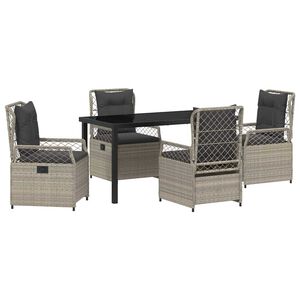 vidaXL Set da Pranzo per Giardino 5 pcs Grigio chiaro polyrattan