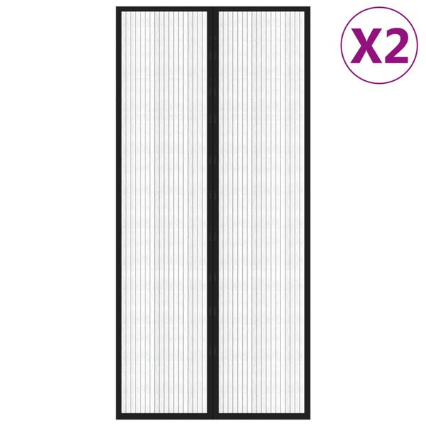 vidaXL Tende Antimosche 2 pz per Porte con Magneti Nere 220x110 cm