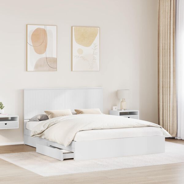 vidaXL Letto con Contenitore Bianco 160 x 200 cm Legno multistrato